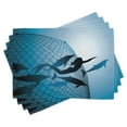 thumbnail image 1 of Ambesonne Mermaid Place Mats Set of 4, Flight of Dolphins, Standard Size, Blue, 1 of 6