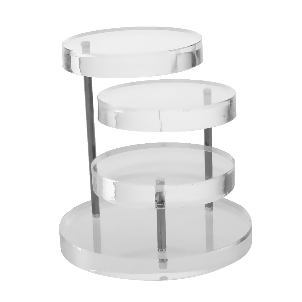 3-Layers Clear Acrylic Round Table Jewelry Retail Display Holder Stand Rack 