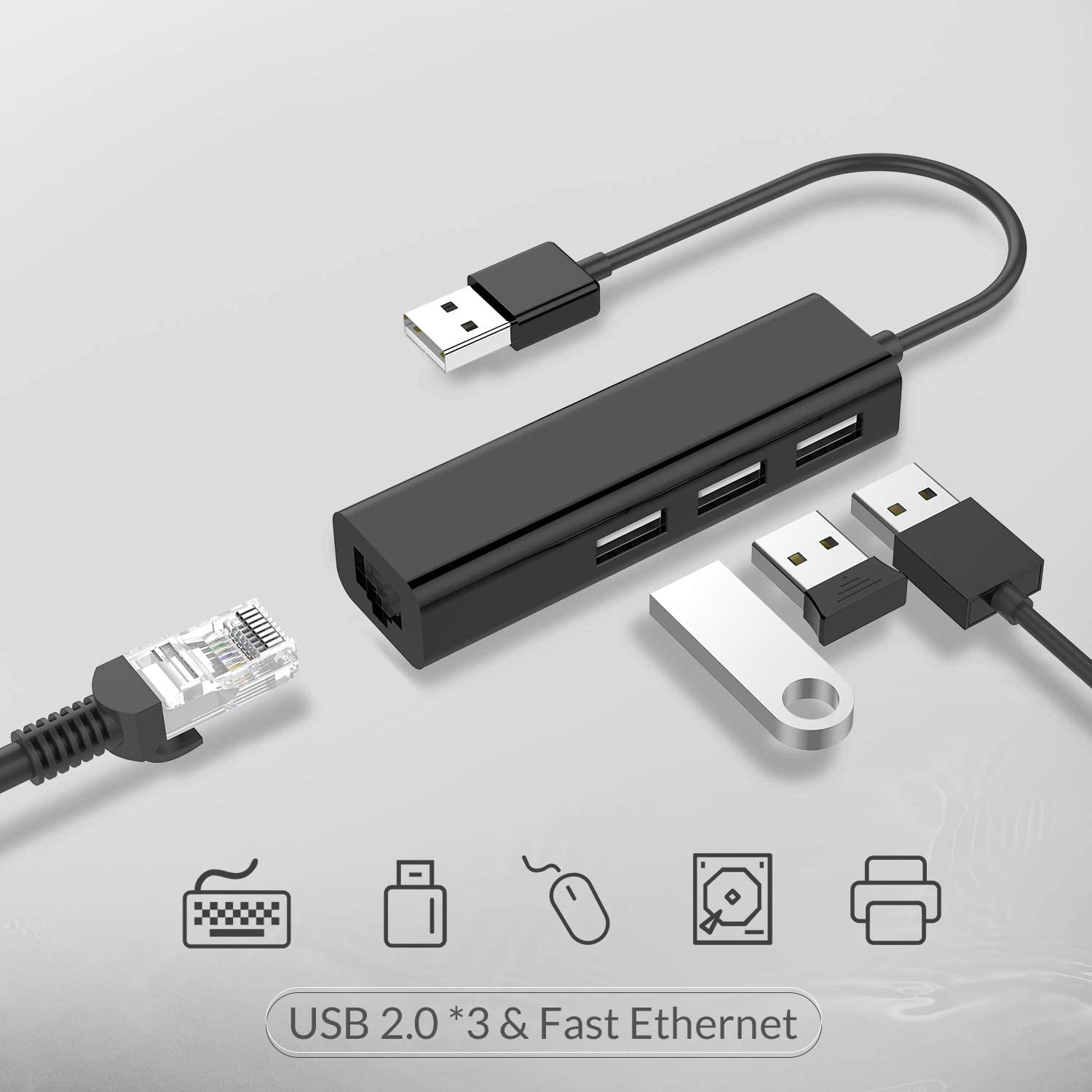 ChromeBook Pixel and More ICZI USB 3.1 Type C USB C to Ethernet Adapter to RJ45 Gigabit Ethernet LAN Network Aluminum Adapter Compatible with the New MacBook Dark Grey Thunderbolt 3