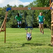 Backyard Discovery Beach Front Cedar Wood Swing Set, Slide, Play Deck, Monkey Bars