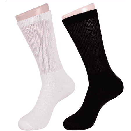 

Set of 12-Womens Crew Diabetic Comfort Socks (6) White (6) Black Fits for Shoe Size 5-9 Women Diabetic Socks Non-Binding Women Diabetic Socks By Bulk