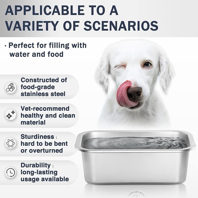 Stainless Steel Dog Bowls for Large Dogs, High Capacity Metal Dog Food Bowls, Food and Water Bowl for Larges, X-Large, and Big Dogs 1.25 Gallons