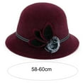 thumbnail image 6 of Opvise Lady Hat Elegant Wide Brim Keep Warm Solid Color Winter Autumn Ladies Dome Hat with Flower for Winter Red, 6 of 8