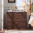 thumbnail image 5 of LEYAOYAO Fluted 3 Drawers Farmhouse Nightstand, Rustic Bedside Table with Drawers for Bedroom, Vintage End Table for Bedroom Living Room, Walnut, 5 of 9