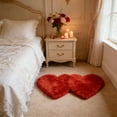 thumbnail image 5 of Anhility Double Heart Faux Fur Rug Super Soft Fluffy Shaggy Carpet Area Mats Rugs Girls Bedroom Sofa Home Decorative Floor Carpet (Red, 27.55x13.77 in), 5 of 6