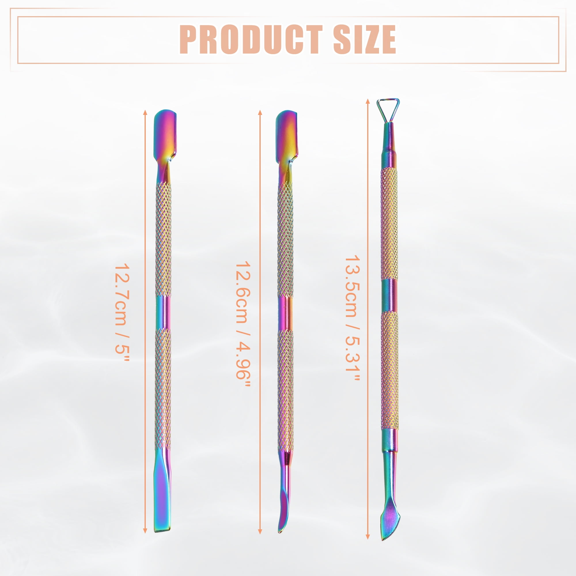 Unique Bargains 3 Pcs Cuticle Pusher Set Stainless Steel Double Head Remover Tool