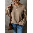 thumbnail image 4 of Ushdele Drop Shoulder Chic - Long Sleeve Pearl Sweater, Smoke Gray, 4 of 8