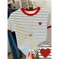 thumbnail image 1 of Camiseta Mujer Manga Corta Cuello Redondo Rayas Blancas Con Corazón, 1 of 17