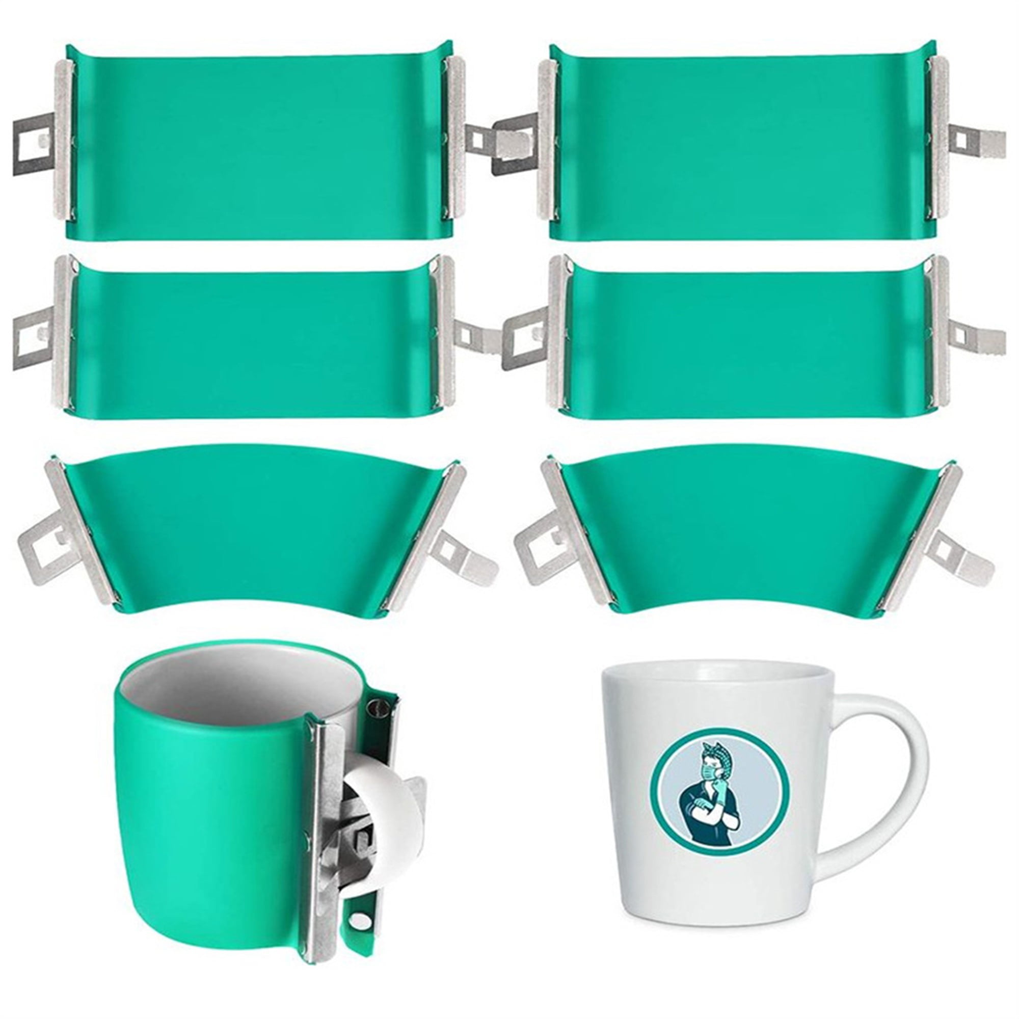 5PCS/LOT Sublimation Silicone Mug Wraps for 11OZ Mugs 3D Rubber Mug Clamps US 