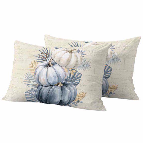 Fall Thanksgiving Pumpkin Outdoor Waterproof Pillow Covers, Tropical Monstera Leaf Beige Decorative Rectangle Throw Pillowcase Sofa Cushion Sham for Patio/Couch/Chair, 20"x12" 2 Pack