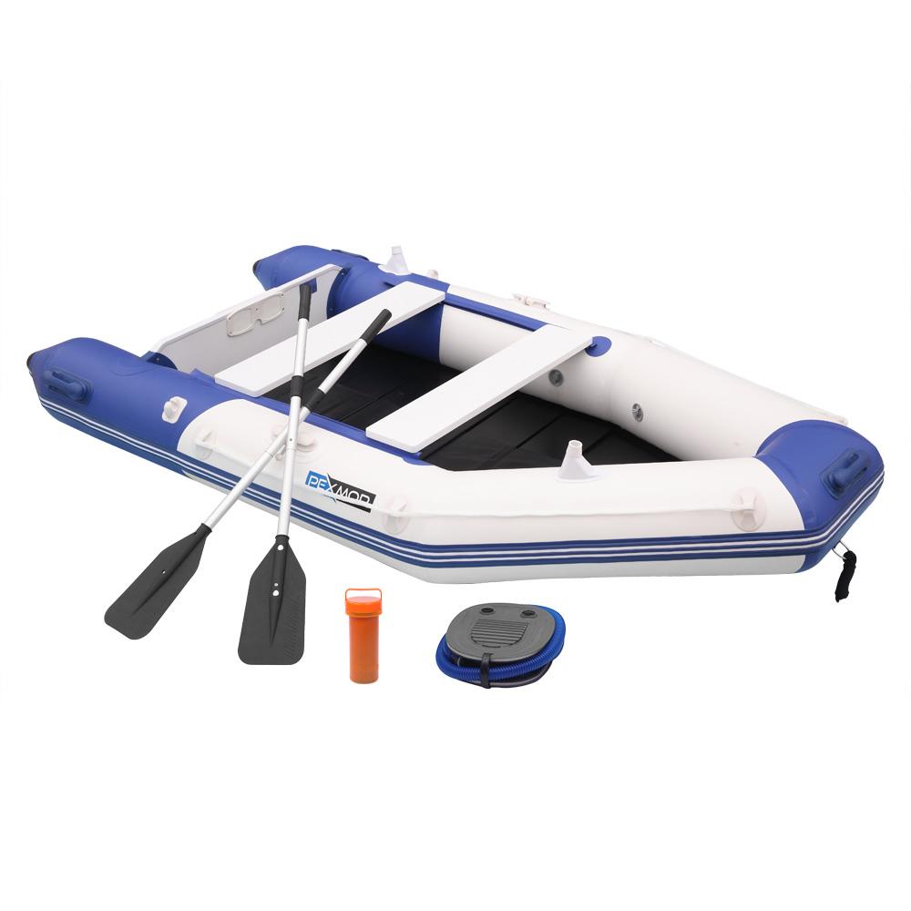 PEXMOR 10ft Inflatable Pontoon Boat Raft kayak with Oars Motor Blue
