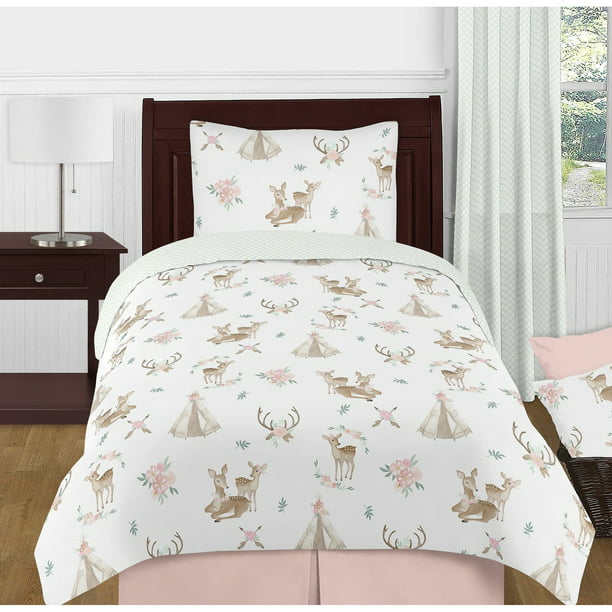 Girl 4 Piece Twin Size Comforter Set, Little Girl Twin Bedding Pink