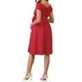 thumbnail image 3 of INSPIRE CHIC Vestidos de Maternidad para Mujeres Boho con Cinturón en la Cintura de Manga Corta Verano Iglesia Rojo Medio, 3 of 6