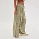 thumbnail image 5 of Pantalones Holgados Informales de Algodón para Mujer, de Pierna , con Costuras de Cordón y Bolsillos. Caqui M, 5 of 10