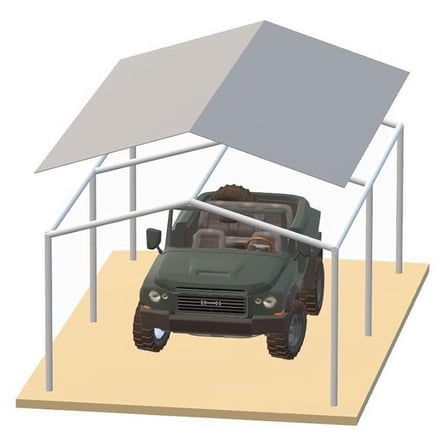 Carport Cover 12' x 20' Cut Size, 11'6" x 19'6" Finish Size Replacement Heavy Duty Canopy Tarp Tent White or Silver, Only Cover (White 12x20)