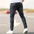 thumbnail image 7 of Mens Jeans Slim Fit Skinny Denim Stretch Tapered Jean Pants Black 2XL, 7 of 7
