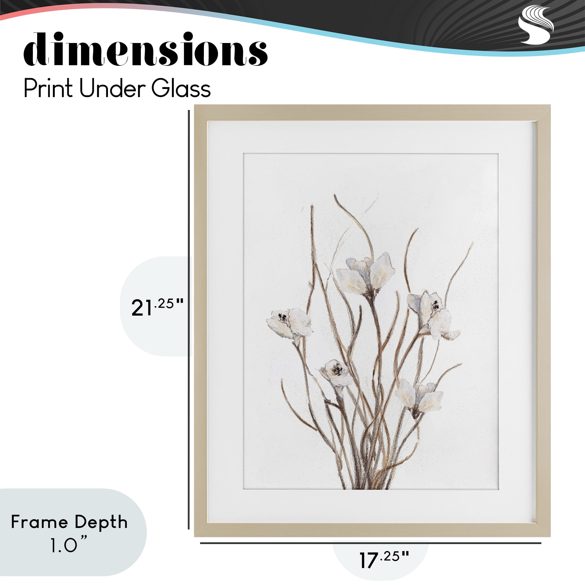 Stupell Industries Curly Floral Branches Birch Framed Print Under Glass, design by Lanie Loreth