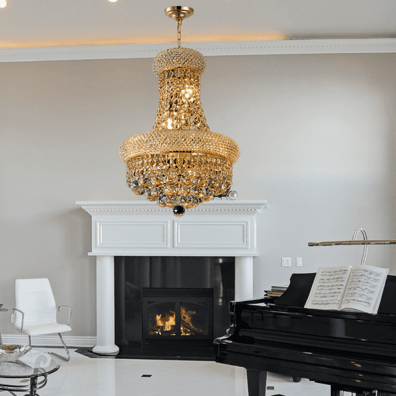 Crystal Chandelier Modern lighting 8 lights 16"x20" in Gold color with original Crystals