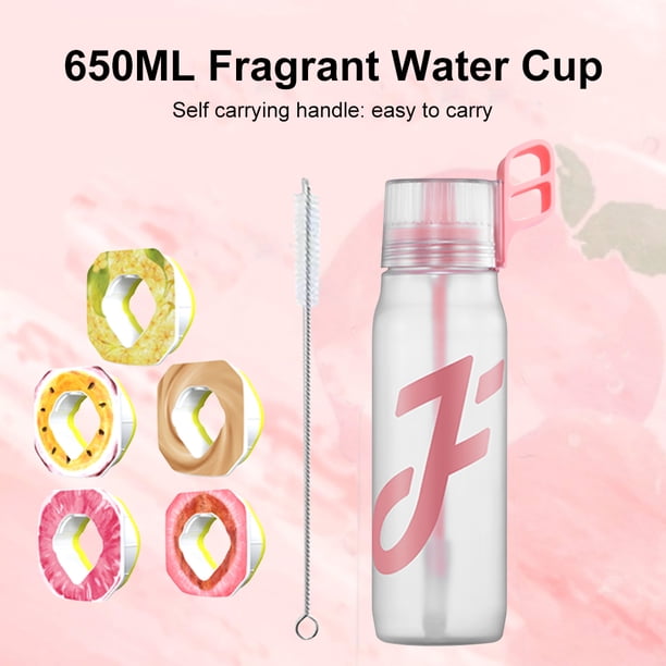 Botella de agua fragante de 650 ml, taza de paja perfumada helada para viajes, escalada, senderismo