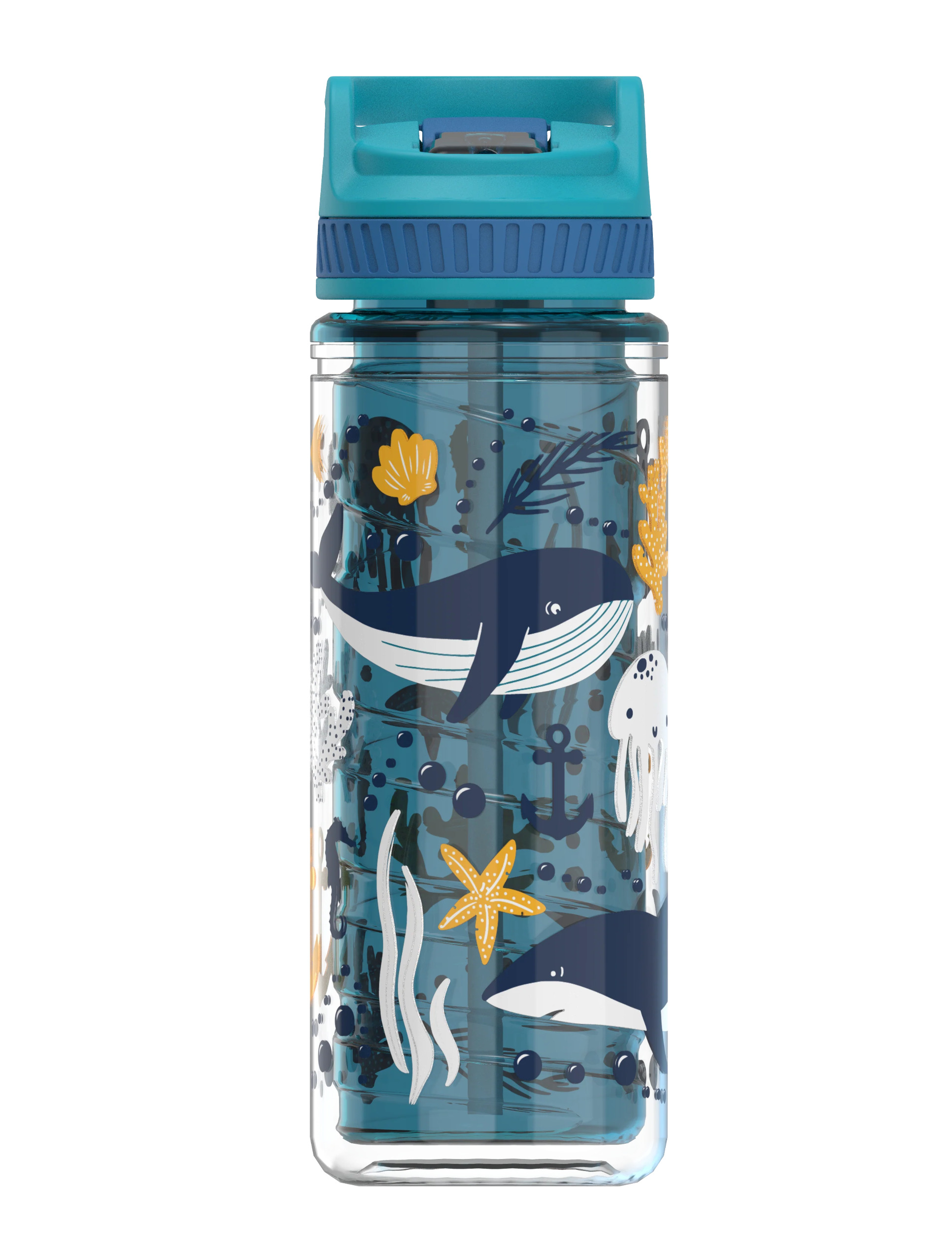 Cool Gear 2-Pack 16 oz Kid's Twist Water Bottle with Double Wall, Sipper Lid and Finger Loop Cap with Printed Design | Great for School, Sports, Outdoors, and More - Cellestial/ Sea Life - image 3 of 3
