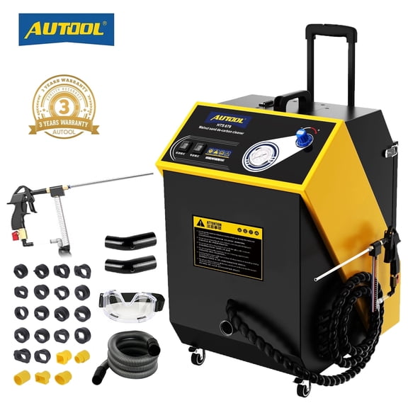 AUTOOL HTS678 Walnut Sand Blaster, 1500W Car Engine Intake Valves Manifold Carbon Deposits Cleaning Machine W/ Built-In Filter, 23 Adapters, Telescopic Rod for All Vehincles