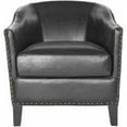 thumbnail image 2 of SAFAVIEH Evander Bicast Leather Club Chair, Antique Black with Brass Nail Heads, 2 of 4