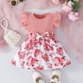 thumbnail image 2 of Youmylove Toddler Baby Girl Clothes Summer Dress Ruffle Sleeveless Bow Top Splicing Floral Skirt Baby Girls Sundress Outfits Stylish Playwear, 2 of 7