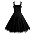 thumbnail image 3 of UTSJKR Womens Cocktail Party Dress Summer Basic Backless Sleeveless Sundress 2024 Fashion Lace Trim Solid Spaghetti Strap V Neck Smocked Waist Ballgown A Line Flowy Dress Black M, 3 of 5