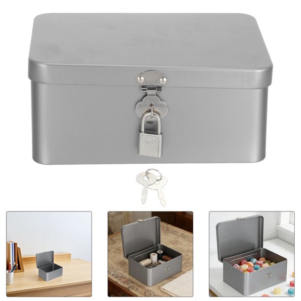 BESTYASH Caja De Almacenamiento Metálica Con Bisagra Para Organización De Escritorio Y Manualidades