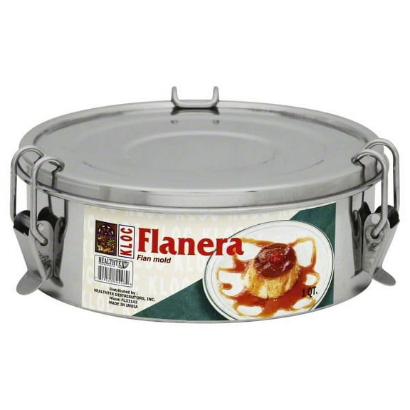 KLOC flanera of 6in diameter,1.Qt. with lid with handle, lock, stainless steel