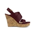 thumbnail image 3 of BLISSFUL STEP Women's Sandals Platform Heels Ankle Strap Wedges Sandals Burgundy 5.5, 3 of 7