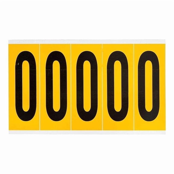 Brady Number Label, 0, 5in.Hx1-3/4in.W, Vinyl 1560-0