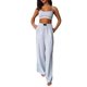 thumbnail image 2 of Conjuntos Casuales de Dos Piezas para Mujer, Camiseta Sin Mangas con Cuello en V y Cintura Elástica, Chándal de Verano con Bolsillo. Gris L, 2 of 9