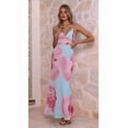thumbnail image 6 of Womens Floral Dresses Spaghetti Strap V Neck Bodycon Maxi Beach Dress Elegant Party Long Dresses Blue S, 6 of 9