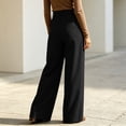 thumbnail image 4 of Miluxas Women's High Rise Wide Leg Trousers Pleated Front Business Casual Loose Straight Pants with Pockets Dress Pants for office Commute Wear Black, 4 of 7