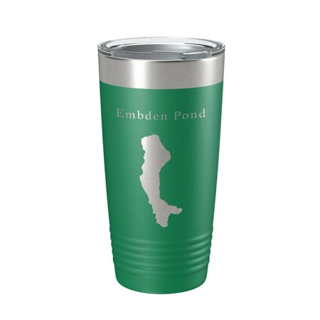 

Embden Pond Tumbler Lake Map Travel Mug Insulated Laser Engraved Coffee Cup Maine 20 oz Green