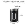 thumbnail image 2 of Canisters Set, 3 Piece Silver Stainless Steel Canister Set with Glass Windows, for Kitchen Canning Cereal,Pasta,Sugar,Beans,Spice Kitchen Storage Canister Container Set - Black, 2 of 8
