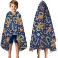 thumbnail image 3 of Blue Christmas Candy Cane Pattern Hooded Bath Towel，50"x30" for Ages 3 To 12 Kids, Quick Dry Lightweight Soft Microfiber Hood Beach Towel Cover Up for Kids, 3 of 7