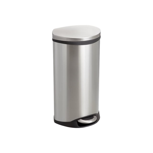 Safco Step-On - Poubelle - Elliptique - Couvercle Rabattable - 7,5 gal - Pédale - Acier Inoxydable