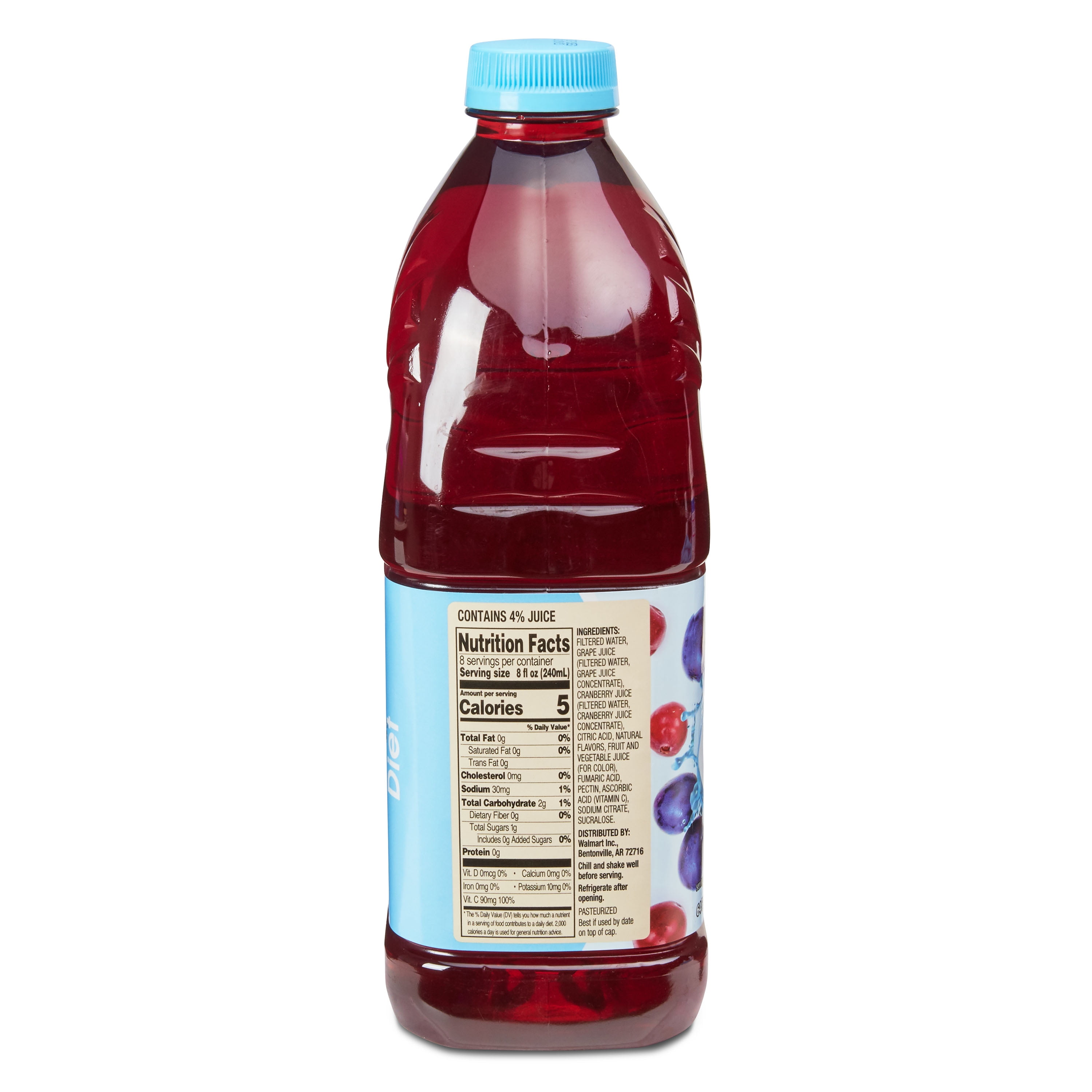 Great Value Diet Cranberry Grape Juice Beverage, 64 Fl. Oz.