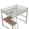 thumbnail image 2 of MODERNLUXE Metal Full Size Loft Bed with Desk and Shelf, Silver, 2 of 11