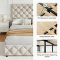 thumbnail image 2 of Full Size Upholstered Bed Frame with 4 Storage Drawers – Adjustable Diamond Tufted Linen Headboard – Sturdy Wooden Slats, No Box Spring Needed – Modern Bedroom Furniture – Light Beige, FULL, 2 of 19