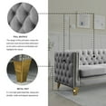 thumbnail image 5 of 80.5 Inch 3-Seater Sofa, 2 PCS Velvet Sofa Couch with Nailhead Trim, Tufted Buttons & Metal Legs, Modern Upholstered Sofa Couch Button Tufted Square Arm Couch for Living Room, Gray, 5 of 9