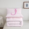 thumbnail image 5 of Manfei Initial Alphabet J Pattern Twin Comforter Sets,Linear Geometric Print Bedding Set,Pink Reversible,2-Piece,1 Comforter and 1 Pillowcase, 5 of 7