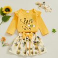 thumbnail image 5 of Okbabeha Newborn Baby Girl Outfits Long Sleeve Bee Print Romper Bodysuit With Skirt Bows Infant Clothes, 5 of 8