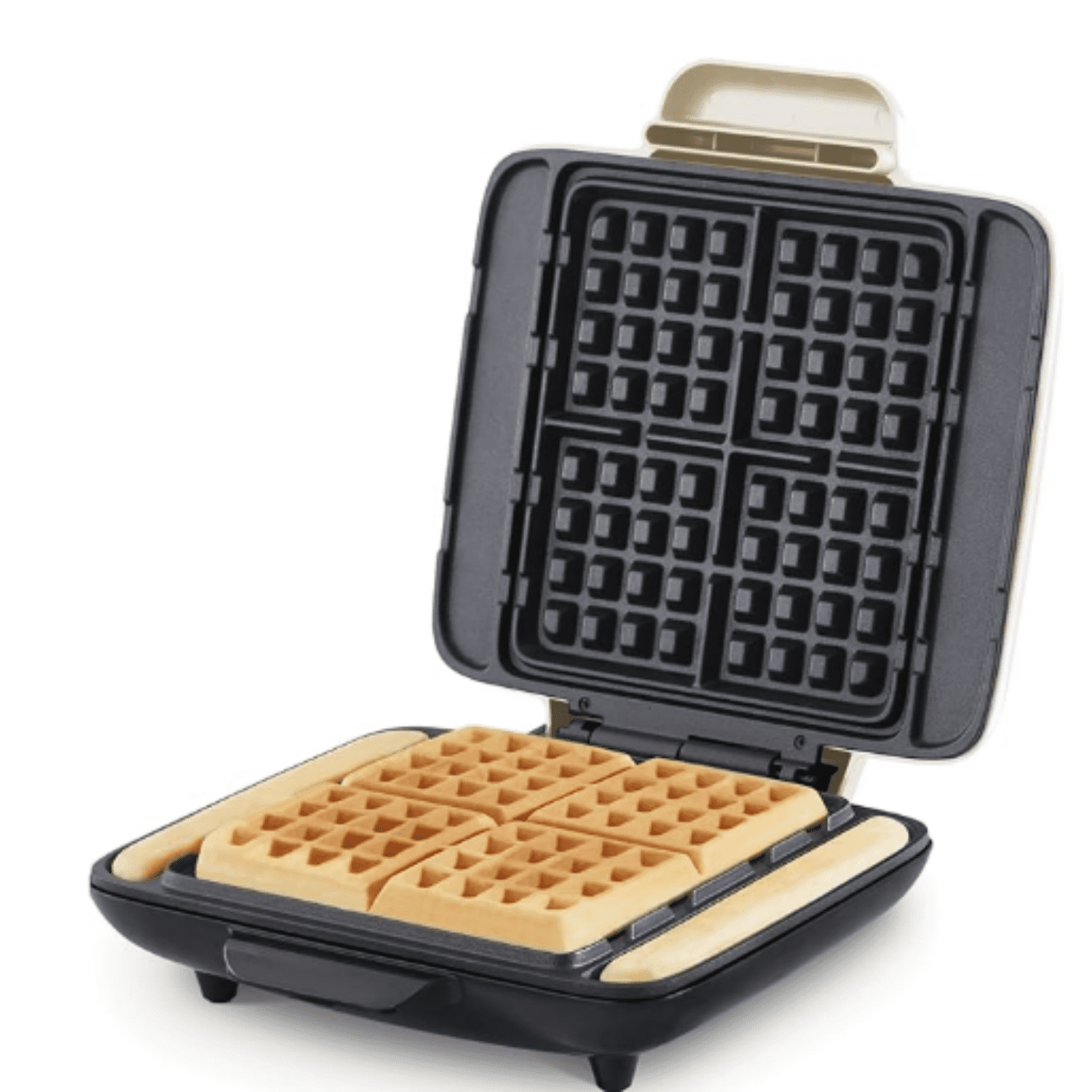 No-Drip Waffle Maker - Four Waffle Molds, Nonstick Waffle Iron with Quick Heat-Up, Nonstick Surface - Perfect Waffle Maker for Kids and Families, Just Add Batter