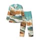 thumbnail image 1 of Fotbe Coastal Palm Beach Pijama de Hombre con Estampado de Manga Larga, Conjunto de 2 Piezas, Ropa de Dormir Suave y Cómoda con Bolsillos-Small, 1 of 7