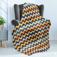thumbnail image 4 of Chevron Soft Flannel Fleece Throw Blanket, Chevron Shapes in Retro Colors Simple Geometrical Coat of Arms, Cozy Plush for Indoor and Outdoor Use, 50" x 70", Blue Green Red, by Ambesonne, 4 of 5