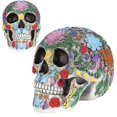 thumbnail image 1 of Modelo de calavera de resina Patrón colorido creativo Adornos de barra de artesanía Cráneo tallado Obra de arte manual para regalo de Halloween Colección de arte Estatua ANGGREK Otros, 1 of 8