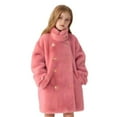 thumbnail image 2 of NAISIBABY Girls Winter Coat, Double-Breasted Thermal Lined High Neck Faux Fur Mid Length Overcoat Pink 9T, 2 of 8